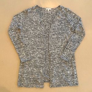 Charlotte Russe Open Front Long Cardigan Sweater Medium Gray Black White Light